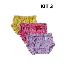 Kit Calcinha Infantil Estampada com Laço – Conforto e Charme para as Pequenas