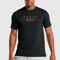 Camiseta Estilosa Estampada Paris T-Shirt 100% Algodão Macio Fibra Natural Fio Penteado