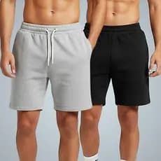 Kit 2 Bermuda Moletom Masculina Short Moletinho Elastico Cordao Bolso Academia Casual Hugo JOBS
