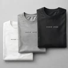 Kit 3 Camisetas Masculina Algodão Básica Slim Fit Estampada Hugo Jobs Gola Redonda Casual Uso Diário