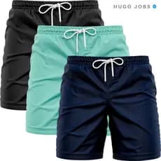 Kit 3 Short Masculino Tactel Elastano Dryfit Bermuda Mauricinho Seca Rápido Não Precisa Passar