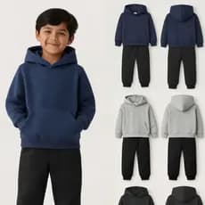 Conjunto Infantil Menina Menino Blusa Moletom e Calça Capuz Inverno Algodão Flanelado Quentinho Leve