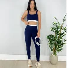 Conjunto Fitness Academia Treino Leg  e Top Power Cós Alto Yoga Corrida Zero Transparência gringa