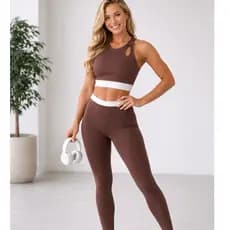Conjunto Fitness Feminino Top e Calça Sports Treino Perfeito Tecido Premium Cintura Alta