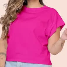 Camiseta Cropped Feminina Plus Size Algodão Básico Blusa Lisa