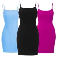 Vestido Feminino Canelado Alcinha Tamanho P ao G1