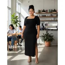 Vestido Longo Elegante Com Fenda Lateral Gg Ao G3
