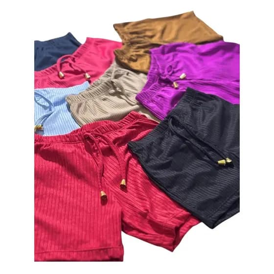 kit com 5 ou 3 Short Infantil Canelado Básico Para qualquer ocasiões - Tamanhos 6 ao 12