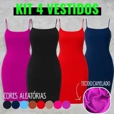 KIT com 1 ou 4 Vestido Plus Size Feminino Canelado de Alcinha,Tubinho luxo Básico Versátil e Elegante G1ao G4