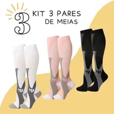 3 Pares Meia de Alta Compressão 20-30 mmHg Varizes Estimula Circulação Alívio Corrida e Ciclismo Tamanho Único