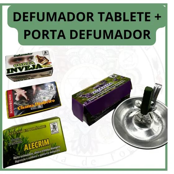 Kit 3 Defumadores Tablete + Porta Defumador