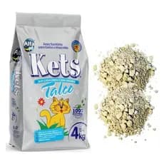 Areia Kets Talco 4 Kg - Para Gatos Exigentes - Areia Para Gato Pacote 4 ,12, 20Kg
