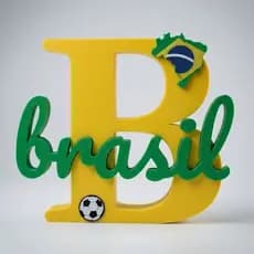 Letreiro Letra Brasil – Enfeite de Mesa, Decoração 3D, Placa Futebol 🏆✨