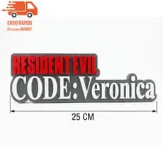 Placa Resident Evil Code: Veronica – Letreiro Logo Gamer, Enfeite Estante 🧬💎