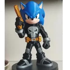 Sonic Justiceiro - Action Figure  - 30cm Estátua Anti-Herói Luxo 🌑🌀✨