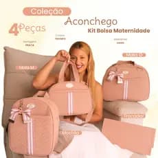 Kit Bolsa Maternidade 4 peças, menino\menina, Estação Mamãe e Bebê