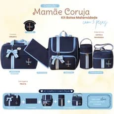 Kit Maternidade com 5 Peças Personalizado menino | Coleção Mamãe Coruja