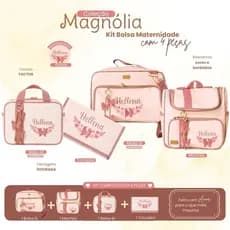 Kit  Maternidade Off White 4 Peças Personalizado / Coleção Magnólia, Estação Mamãe e Bebê.