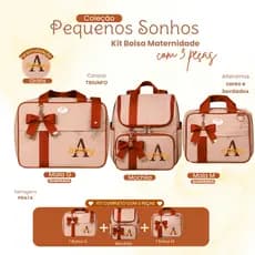 Bolsa maternidade personalizado 3 peças | Coleção Pequenos Sonhos Bebê