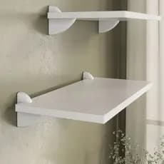 Kit 4 Prateleiras 50x20 MDF com Suporte Arredondado - Branco/Castanho