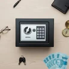 Cofre Digital Eletrônico Com Senha e Chave Aço Reforçado Para Dinheiro Documentos e Joias