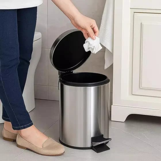 Lixeira Inox Pedal 3L 5L Cesto Tampa Balde Removível Alça Cozinha Banheiro Aço