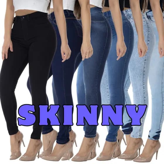 Calça Jeans Feminina Cintura Alta Skinny Com Lycra