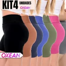 Kit 4 Shorts Legging Feminino Meia Coxa Cintura Alta Bermuda Zero Transparência