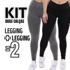 Kit 2 Calças Legging Cintura Alta Leg Suplex Grossa Levanta Bumbum Zero Transparência