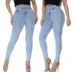 Calça Jeans Feminina Levanta Bumbum Com Lycra Cintura Alta