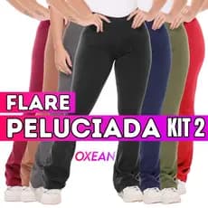Kit 2 Calça Legging Flare Flanelada Leg Boca De Sino Bailarina Grossa Zero Transparência