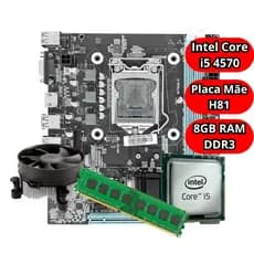 Kit Upgrade Intel Core i5 4570 Placa Mãe H81 Memoria RAM 8GB DDR3 Cooler Incluso