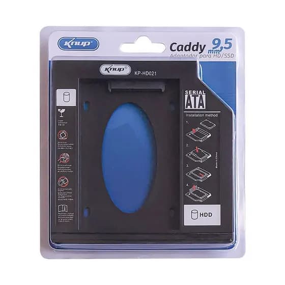 Case Para SSD 2,5" e HD Notebook Caddy SATA 2,5" 9,5 mm Instala SSD ou HD Knup KP-HD021