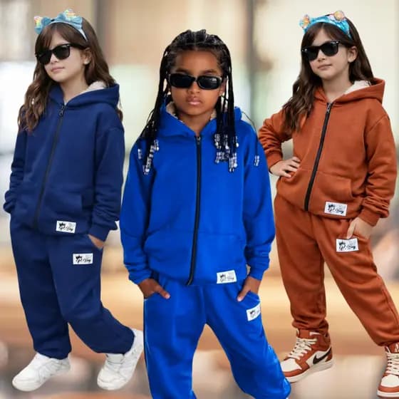 Conjunto Infantil Unissex 2 Peças Calça e Casaco de Zíper e Capuz