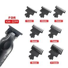 Para Kemei KM-2299 1 2 3 5 7 9 11mm Aparador De Cabelo Profissional Limite Pente Guardas Cabeleireiro Guia De Corte Aces