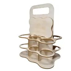 Porta Garrafa MDF 6 Lugares c/ Alça - Suporte Cerveja Portátil Churrasco.