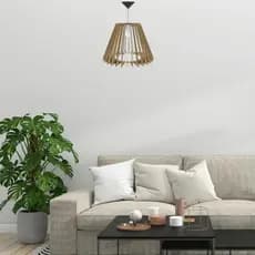 Luminária Pendente de Teto ELDORADO MDF - Completa | Marrom ,Preta e Mdf Cru