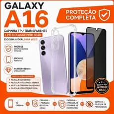 Capa Samsung Galaxy A16 Capinha TPU Transparente ou Kit Capa + Película de Vidro 3D, Cerâmica ou Privacidade
