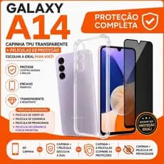 Capa Transparente Samsung Galaxy A14 Anti Impacto | Com Opção de Kit com Película de Vidro 3D, Cerâmica ou Privacidade.