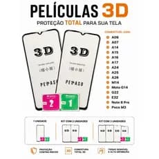 Película de Vidro 3D Samsung Galaxy A06 A07 A14 A15 A16 A17 A24 A25 A26 M14/ Moto G14 G22 E32/ Xiaomi Note 8 Pro Poco M3