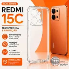 Capinha TPU Transparente Xiaomi Redmi 15C Capa Silicone Flexível Anti Impacto Premium