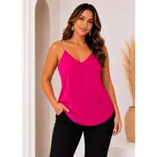 Regata Feminina Alça de Strass Brilho Blusa Duna Forrada Elegante Básica Sofisticada Moda Casual