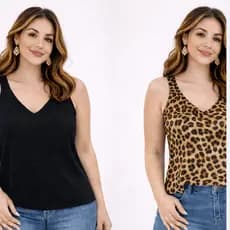 Kit com 2 Regatas Femininas Alça Larga Plus Size Elegância e Conforto em Dobro
