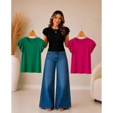 Kit 3 Blusa Feminina Canelada Manga Curta Premium Casual M ao G3