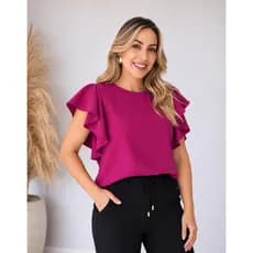 Blusa feminina de manga babado duna elegante dia a dia Casual trabalho moderna do P ao G3