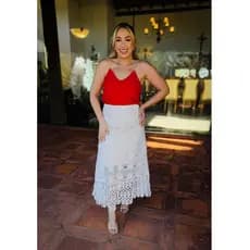 Saia Feminina Crochê Artesanal Chique, Feita a mão, Moda Praia Casual, Estilo Boho Elegante