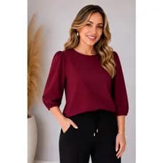 Blusa Feminina Manga 3/4 Tecido Duna Premium