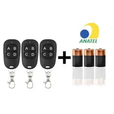 KIT Controle ORIGINAL de Portão Eletrônico Remoto Compatível 433Mhz automático Garagem 4 Botões Residencial universal 15