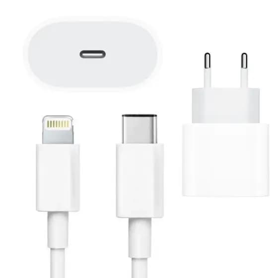 Carregador Completo iPhone 20W Turbo + Cabo 1m Lightning Compatível Com iPhone 14 13 12 11 X XR 8