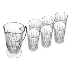 Jarra com 6 Copos Lyor Diamante de Vidro 1L/300ml